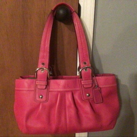 Pink Leather Coach Purse - Picture 1 of 12